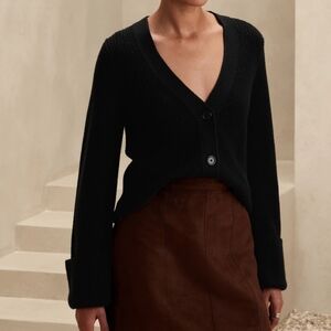 NWT) BANANA REPUBLIC Oversized Chunky Cardigan M Blacm